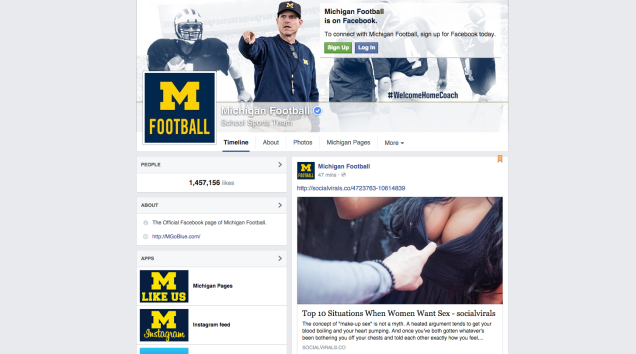 Michigan Sports' Facebook Pages Hacked, Overloaded With Butts