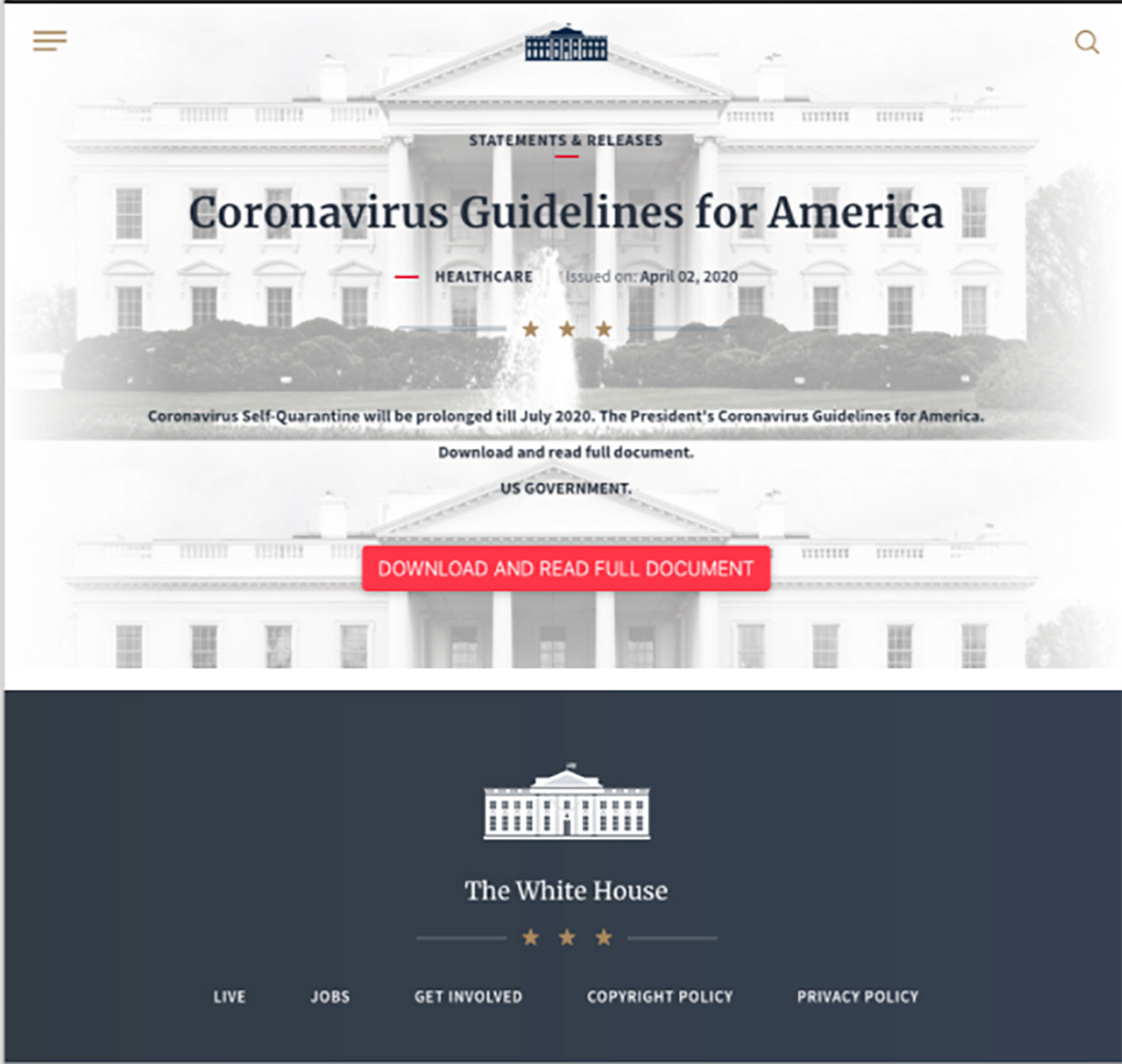 Fake White House Website