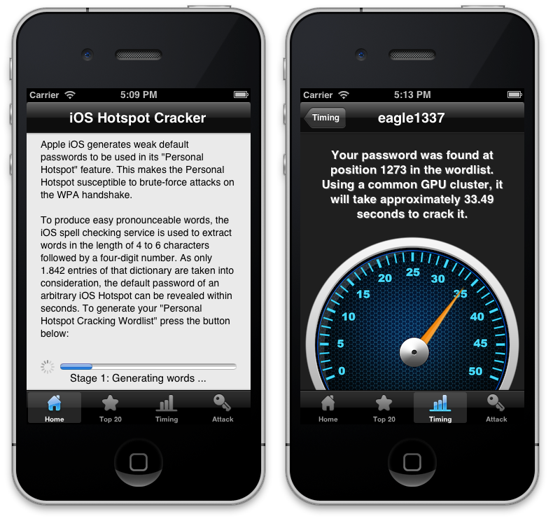 Cracking iPhone Hotspot password in 50 Seconds