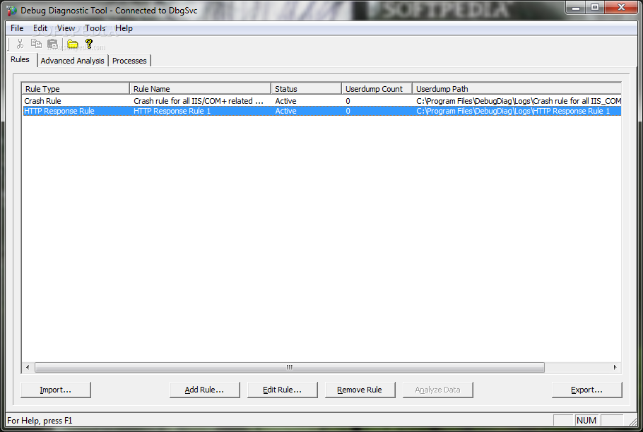 Debug Diagnostics :  Assist in troubleshooting